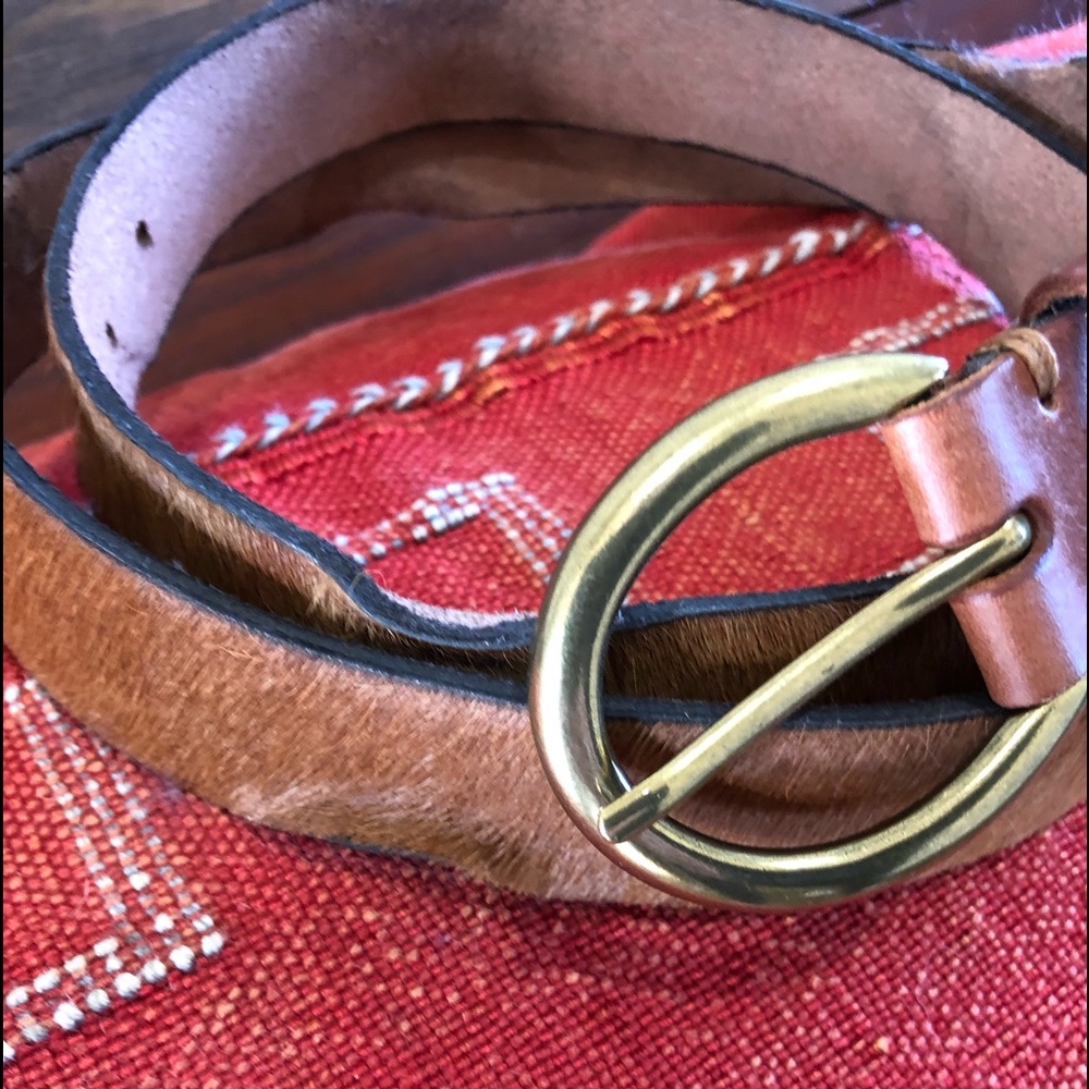 42” NWT Leather Calf Hair Belt